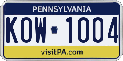 PA license plate KOW1004