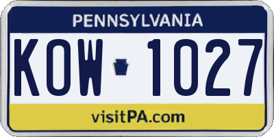 PA license plate KOW1027