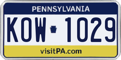 PA license plate KOW1029