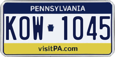 PA license plate KOW1045