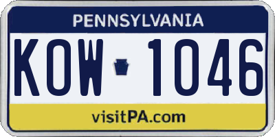 PA license plate KOW1046