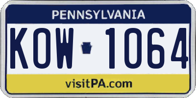PA license plate KOW1064