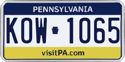 PA license plate KOW1065