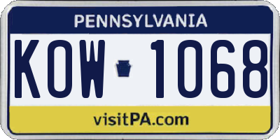 PA license plate KOW1068