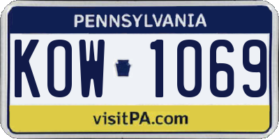 PA license plate KOW1069