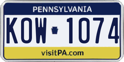 PA license plate KOW1074