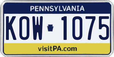 PA license plate KOW1075