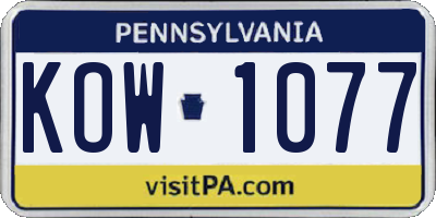 PA license plate KOW1077