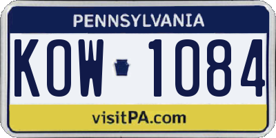PA license plate KOW1084