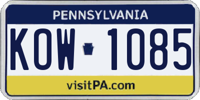 PA license plate KOW1085