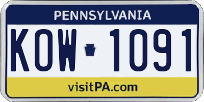 PA license plate KOW1091