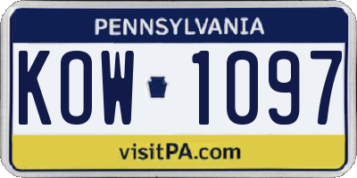 PA license plate KOW1097