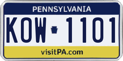 PA license plate KOW1101