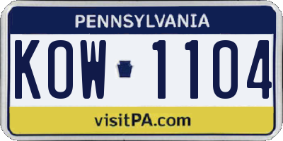 PA license plate KOW1104