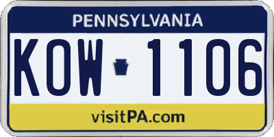 PA license plate KOW1106