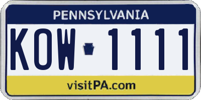 PA license plate KOW1111