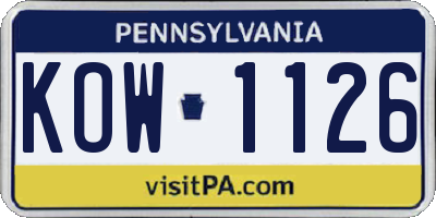 PA license plate KOW1126