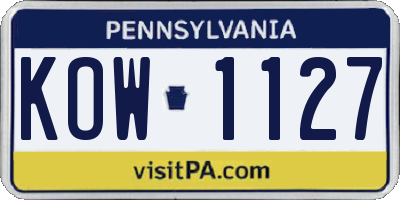 PA license plate KOW1127