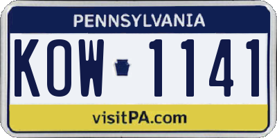 PA license plate KOW1141