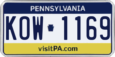 PA license plate KOW1169