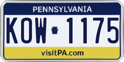 PA license plate KOW1175
