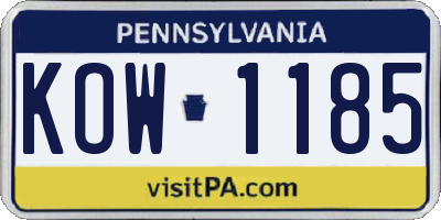 PA license plate KOW1185