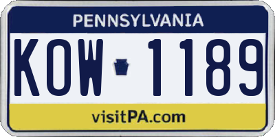 PA license plate KOW1189