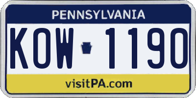 PA license plate KOW1190