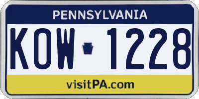PA license plate KOW1228