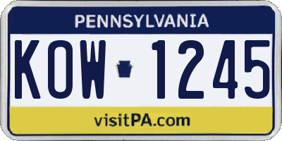 PA license plate KOW1245