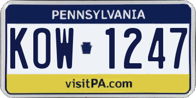 PA license plate KOW1247