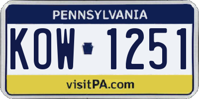 PA license plate KOW1251