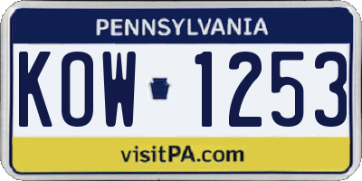 PA license plate KOW1253