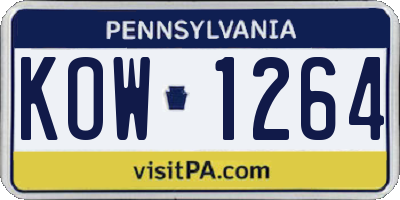 PA license plate KOW1264