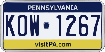 PA license plate KOW1267