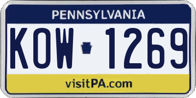 PA license plate KOW1269
