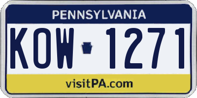PA license plate KOW1271