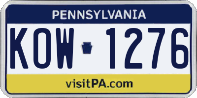 PA license plate KOW1276