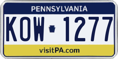 PA license plate KOW1277