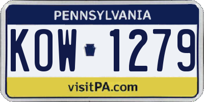 PA license plate KOW1279