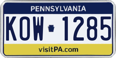 PA license plate KOW1285