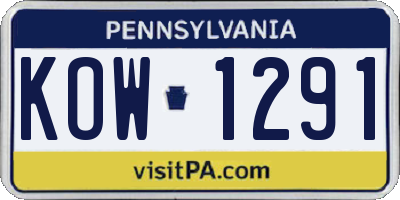 PA license plate KOW1291