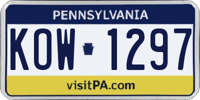 PA license plate KOW1297