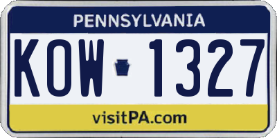 PA license plate KOW1327