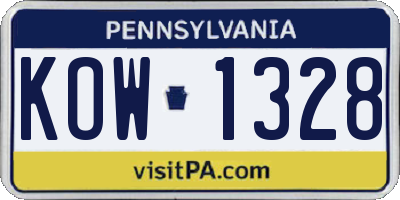 PA license plate KOW1328