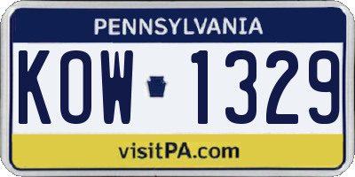 PA license plate KOW1329