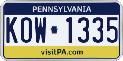 PA license plate KOW1335