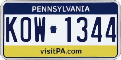 PA license plate KOW1344