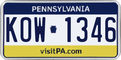 PA license plate KOW1346