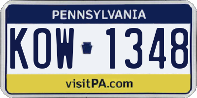 PA license plate KOW1348